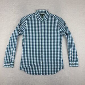 Banana Republic Dress Shirt Mens Medium Blue Green Tailored Slim Fit Button Up
